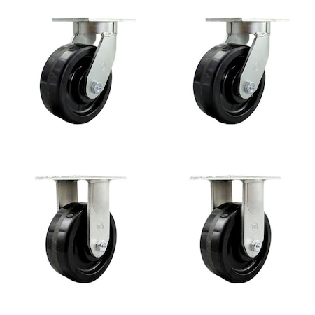 Service Caster 8'' Extra Heavy Duty Phenolic Wheel Caster Set 2 Swivel 2 Rigid , 4PK CRAN-SCC-KP92S830-PHR-2-R-2
